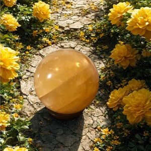 Honey Calcite Crystal Sphere – 2.6” Diameter – 558 grams